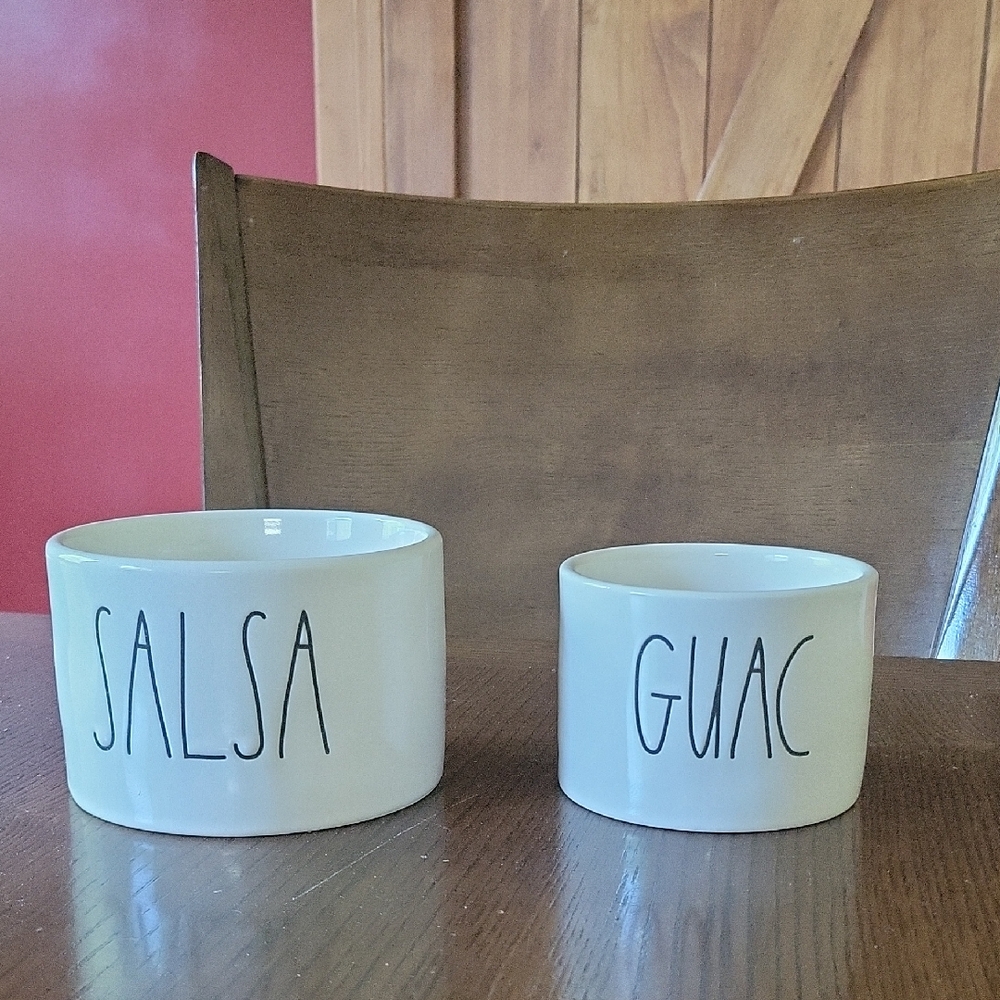 Rae Dunn White Ceramic Salsa and Guac Bowls